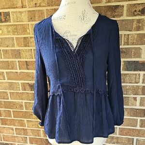 Nanette Lepore sz M navy blouse